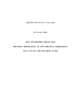 Một số phương pháp giải phương trình hàm và bất phương trình hàm – Bùi Ngọc Diệp