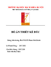 Đồ án Thiết kế Công nghệ đúc môn Đồ án chuyên ngành CNTP (Thiết kế) | Trường Đại học Bách Khoa Hà Nội