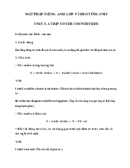 Ngữ pháp Unit 3 lớp 9: A trip to the countryside hệ 7 năm