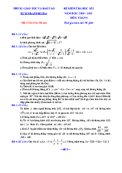 Đề thi học kì 1 Toán 9 năm 2020 – 2021 phòng GD&ĐT Đan Phượng – Hà Nội