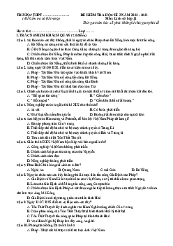 Đề thi học kì 2 môn Lịch sử lớp 11 năm 2022 - 2023 | Đề 8