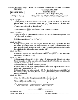 Đề tuyển sinh lớp 10 chuyên năm 2018 – 2019 môn Toán sở GD và ĐT Thái Bình (đề chuyên)