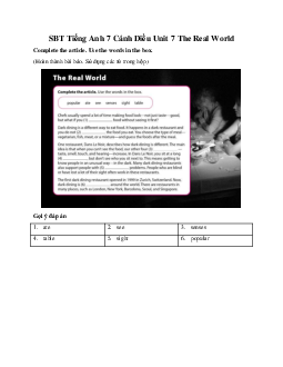 SBT Tiếng Anh 7 Cánh Diều Unit 7 The Real World