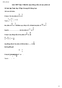 Vở bài tập Toán lớp 4 Bài 65: Quy đồng mẫu số các phân số Chân trời sáng tạo
