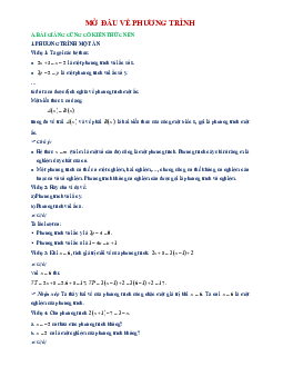 Chuyên đề mở đầu về phương trình