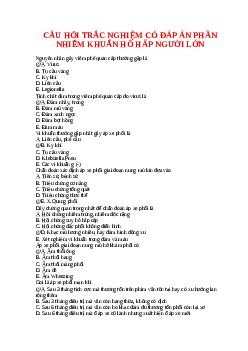 Câu hỏi trắc nghiệm có đáp án phần nhiễm khuẩn hô hấp người lớn | Trường Cao Đẳng Công Thương Việt Nam