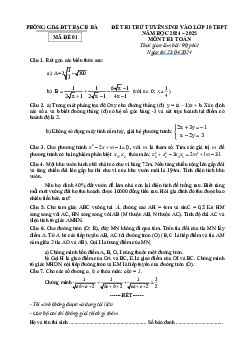 Đề thi thử Toán vào lớp 10 năm 2024 – 2025 phòng GD&ĐT Thạch Hà – Hà Tĩnh