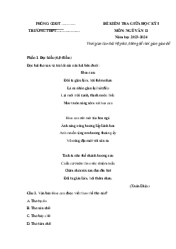 Đề thi giữa học kì 1 môn Ngữ văn 11 năm 2023 - 2024 sách Kết nối tri thức với cuộc sống | Đề 4