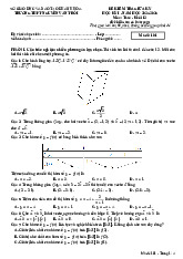 Đề giữa kỳ 1 Toán 12 năm 2024 – 2025 trường THPT Nguyễn Văn Trỗi – Khánh Hòa