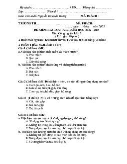 Đề thi Công nghệ lớp 3 - Đề 2 học kì 2 | Kết nối tri thức năm 2024