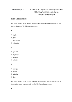 Giải đề thi học kì 1 môn Tiếng Anh 10 năm 2023 - 2024 sách Chân trời sáng tạo đề 1