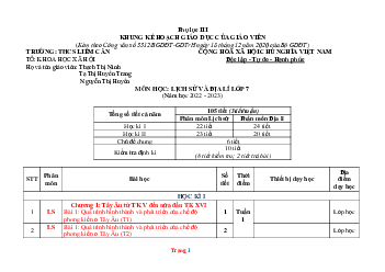 Kế hoạch giáo dục môn Sử Địa lớp 7 sách KNTT