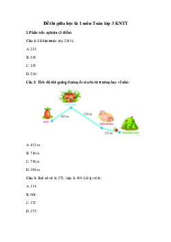 Đề thi giữa học kì 1 môn Toán 3 năm 2023 - 2024 (Đề 2) | Kết nối tri thức