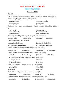 Trắc nghiệm ôn tập Địa lí 12 theo từng mức độ học kì 1 (có đáp án)