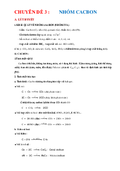 Lý thuyết và trắc nghiệm chương Cacbon-Silic Hóa 11 (có lời giải và đáp án)