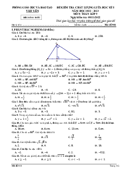 Đề giữa học kỳ 1 Toán 9 năm 2022 – 2023 phòng GD&ĐT Việt Yên – Bắc Giang