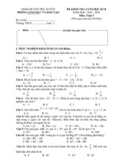 Đề cuối kỳ 2 Toán 7 năm 2024 – 2025 phòng GD&ĐT Phú Xuyên – Hà Nội
