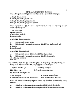 Trắc nghiệm lý thuyết môn Kinh tế vi mô