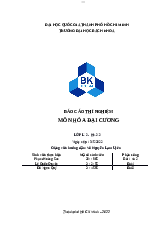 Báo cáo thí nghiệm hóa đại cương - Hóa Đại Cương | Trường Đại học Bách khoa Thành phố Hồ Chí Minh