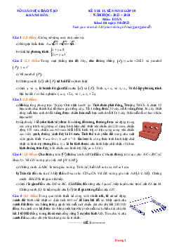 Đề thi tuyển sinh vào lớp năm học 2023-2024 môn toán Sở GD Khánh Hòa (có đáp án và lời giải chi tiết