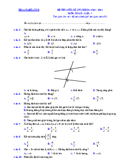 Đề kiểm tra giữa học kì 1 Toán 7 năm 2021 – 2022 trường THCS Nghĩa Tân – Hà Nội
