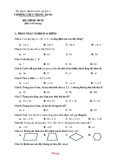 Đề thi HK1 môn Toán lớp 6 THCS Thăng Long 2021-2022