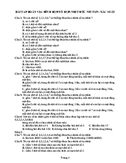 Bài tập hoán vị - chỉnh hợp - tổ hợp - nhị thức niu tơn - xác suất Toán lớp 11 (có đáp án)