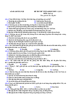 Đề thi thử THPT Quốc gia 2022 môn Lịch sử lần 1 Sở GD&ĐT Hà Nội - có đáp án
