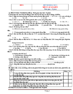 TOP 9 đề thi học kỳ I môn vật lý lớp 9 (có lời giải)