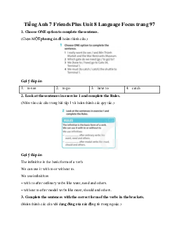 Tiếng Anh 7 Friends Plus Unit 8 Language Focus trang 97