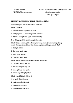 Đề thi học kì 1 môn Giáo dục công dân 7 năm 2023 - 2024 sách Kết nối tri thức với cuộc sống - Đề 5