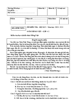 Đề thi học kì 1 môn Tiếng Việt 4 năm 2023 - 2024 sách Chân trời sáng tạo | Đề 1