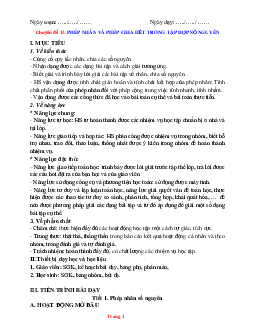 Giáo án Toán 6: Phép nhân và phép chia hết trong tập hợp số nguyên