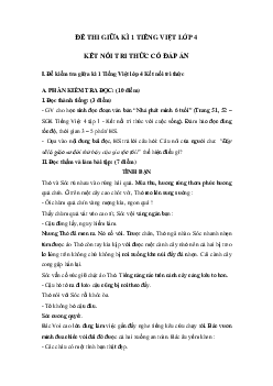 Đề ôn thi giữa kì 1 Tiếng Việt lớp 4 Kết nối tri thức - Đề số 1