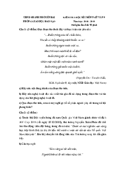 Đề thi học kì 1 lớp 9 môn Ngữ văn Phòng GD&ĐT TP Yên Bái năm học 2018 - 2019