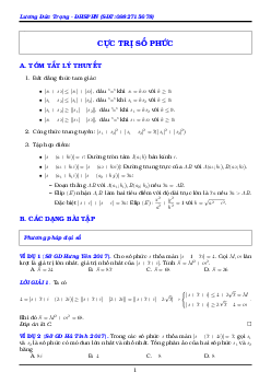 Hướng dẫn giải bài toán cực trị số phức – Lương Đức Trọng Toán 12
