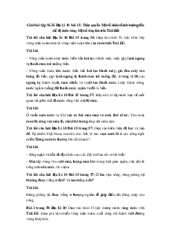 Giải bài tập SGK Địa lý 10 bài 15