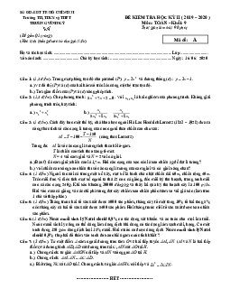 Đề kiểm tra học kỳ 2 Toán 9 năm 2019 – 2020 trường Trương Vĩnh Ký – TP HCM