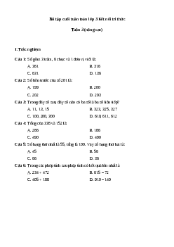 Phiếu bài tập cuối tuần lớp 3 môn Toán - Tuần 3 (Nâng cao) | Kết nối tri thức