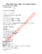 Tổng hợp công thức Vật lí đại cương 1 | Trường Đại học Khoa học tự nhiên, Đại học Quốc gia Thành phố Hồ Chí Minh