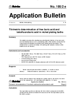Titrimetric determination of free boric acid and tetrafluoroboric acid in nickel plating baths