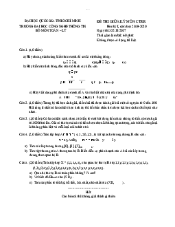 Đề thi giữa kỳ 1 - Cấu trúc rời rạc | Trường Đại học CNTT Thành Phố Hồ Chí Minh