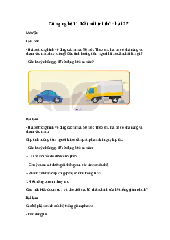 Công nghệ 11 Kết nối tri thức Bài 25: Hệ thống phanh và an toàn khi tham gia giao thông