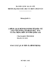 CHÍNH SÁCH HỘI NHẬP KINH TẾ QUỐC TẾ CỦA VIỆT NAM GIAI ĐOẠN 2001 - 2016 VÀ TÁC ĐỘNG ĐẾN AN NINH QUỐC GIA