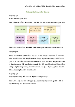 Giải Hoạt động trải nghiệm 10: Tư duy phản biện, tư duy tích cực | Cánh diều