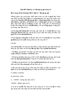 Giải SBT Sinh học 12: Bài tập tự giải trang 74