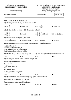 Đề kiểm tra bài 1 Toán 10 năm 2019 – 2020 trường Phước Vĩnh – Bình Dương