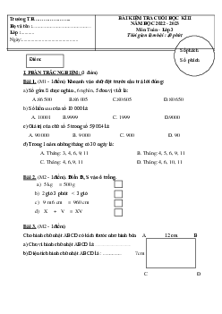 Bộ đề thi học kì 2 môn Toán 3 năm 2022 - 2023 (Đề 5) | Kết nối tri thức
