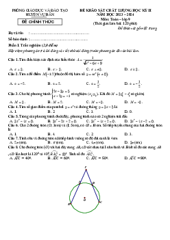 Đề thi học kỳ 2 Toán 9 năm 2023 – 2024 phòng GD&ĐT Vụ Bản – Nam Định