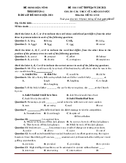 TOP 10 đề thi thử tốt nghiệp THPT Tiếng Anh 2021 lớp 12 (có lời giải, Bộ 1)